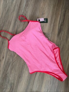wild fable Pink One-Piece Swimsuit with Red Trim